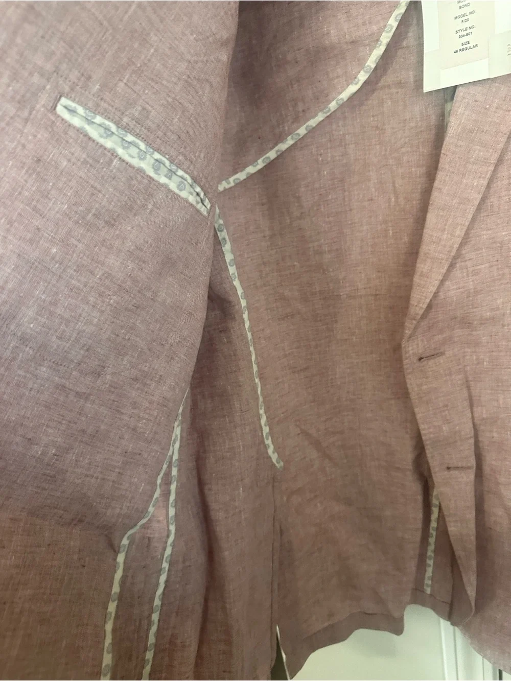 Men's Pink Textured Linen-Blend Blazer